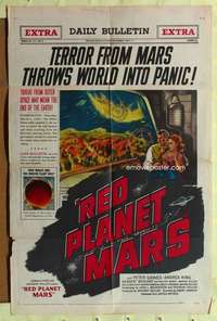 k424 RED PLANET MARS one-sheet movie poster '52 Peter Graves, sci-fi!