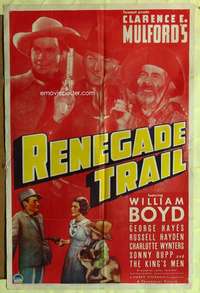 k423 RENEGADE TRAIL one-sheet movie poster '39 Boyd as Hopalong Cassidy!