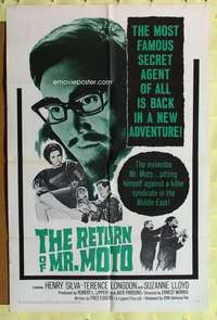 k418 RETURN OF MR MOTO one-sheet movie poster '65 Henry Silva, mystery!