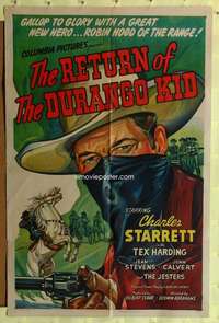 k417 RETURN OF THE DURANGO KID one-sheet movie poster '44 Charles Starrett