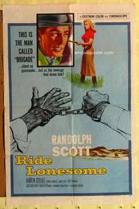 k414 RIDE LONESOME one-sheet movie poster '59 Randolph Scott, Boetticher