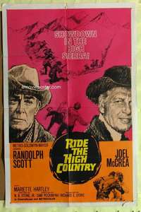 k413 RIDE THE HIGH COUNTRY one-sheet movie poster '62 Randolph Scott, McCrea