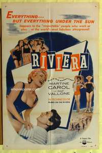 k410 RIVIERA one-sheet movie poster '53 sexy Martine Carol, Raf Vallone