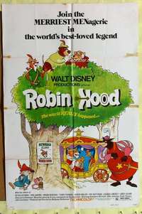 k405 ROBIN HOOD one-sheet movie poster '73 Walt Disney cartoon!