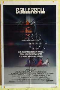 k395 ROLLERBALL one-sheet movie poster '75 James Caan, Bob Peak artwork!
