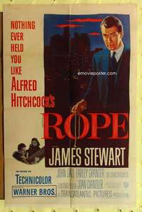 k390 ROPE one-sheet movie poster '48 James Stewart, Alfred Hitchcock classic