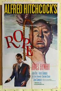 k389 ROPE one-sheet movie poster R58 great artwork of Alfred Hitchcock!