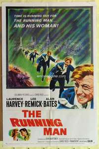 k379 RUNNING MAN one-sheet movie poster '63 Laurence Harvey, Carol Reed