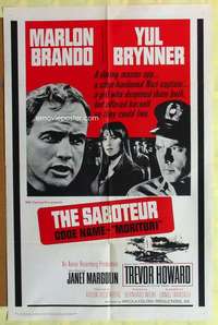 k577 MORITURI one-sheet movie poster '65 Brando, Brynner, The Saboteur!