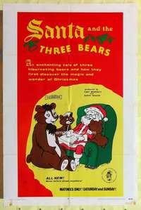 k372 SANTA & THE THREE BEARS one-sheet movie poster '70 Christmas cartoon!