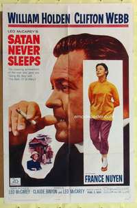 k371 SATAN NEVER SLEEPS one-sheet movie poster '62 William Holden