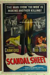 k364 SCANDAL SHEET one-sheet movie poster '52 Sam Fuller, Crawford