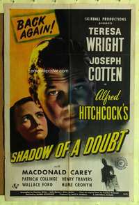 k351 SHADOW OF A DOUBT one-sheet movie poster R46 Alfred Hitchcock, Wright