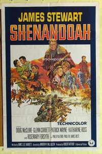 k346 SHENANDOAH one-sheet movie poster '65 James Stewart, Civil War!