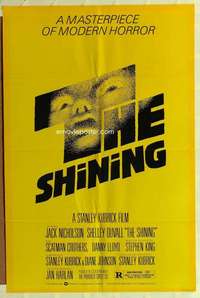 k343 SHINING re-strike 1sh '80s Stephen King & Stanley Kubrick, Jack Nicholson, Saul Bass art!