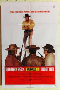 k342 SHOOT OUT one-sheet movie poster '71 gunfighting Gregory Peck!