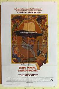 k341 SHOOTIST one-sheet movie poster '76 John Wayne, best Amsel artwork!