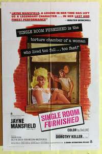 k329 SINGLE ROOM FURNISHED one-sheet movie poster '68 sexy Jayne Mansfield!