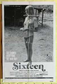 k325 SIXTEEN one-sheet movie poster '73 she learned everything the hard way!