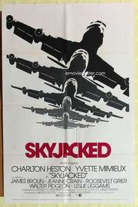 k318 SKYJACKED one-sheet movie poster '72 cool multiple airplane image!