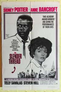 k305 SLENDER THREAD one-sheet movie poster '66 Sidney Poitier, Bancroft