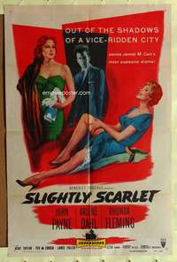 k303 SLIGHTLY SCARLET one-sheet movie poster '56 James M. Cain, Fleming