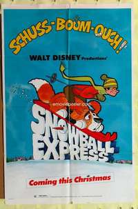 k294 SNOWBALL EXPRESS teaser one-sheet movie poster '72 Disney, Dean Jones