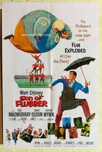 k288 SON OF FLUBBER style B one-sheet movie poster '63 Walt Disney, MacMurray