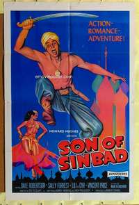 k287 SON OF SINBAD one-sheet movie poster '55 Vincent Price, Howard Hughes
