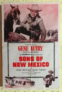 k284 GENE AUTRY stock 1sh '54 Gene Autry playing guitar & riding Champion, Sons of New Mexico