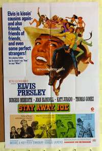 k274 STAY AWAY JOE one-sheet movie poster '68 Elvis Presley riding bull!