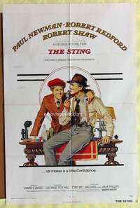k271 STING one-sheet movie poster '74 Paul Newman, Robert Redford, Amsel art
