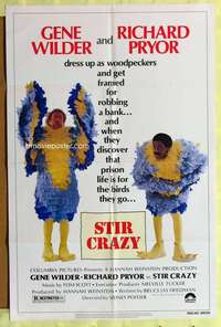 k269 STIR CRAZY one-sheet movie poster '80 Gene Wilder, Richard Pryor