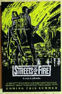 k262 STREETS OF FIRE green advance one-sheet movie poster '84 Walter Hill