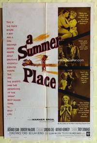 k255 SUMMER PLACE one-sheet movie poster '59 Sandra Dee, Troy Donahue