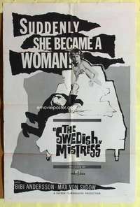 k249 SWEDISH MISTRESS one-sheet movie poster '64 Bibi Andersson, Von Sydow