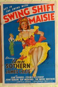 k245 SWING SHIFT MAISIE one-sheet movie poster '43 sexy Ann Sothern!