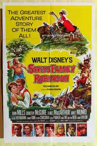 k240 SWISS FAMILY ROBINSON one-sheet movie poster '60 Disney classic!
