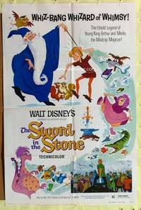 k237 SWORD IN THE STONE one-sheet movie poster R73 Disney, King Arthur!