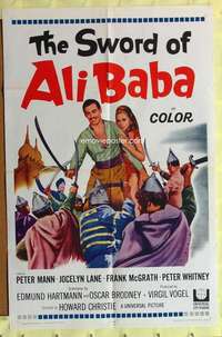 k236 SWORD OF ALI BABA one-sheet movie poster '65 Peter Mann, fantasy!