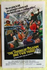 k233 TAKING OF PELHAM ONE TWO THREE one-sheet movie poster '74 Matthau, Shaw