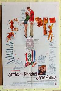 k226 TALL STORY one-sheet movie poster '60 Perkins, Fonda, basketball!