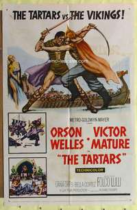 k216 TARTARS one-sheet movie poster '61 Victor Mature, Orson Welles