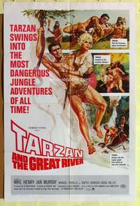 k215 TARZAN & THE GREAT RIVER one-sheet movie poster '67 Mike Henry