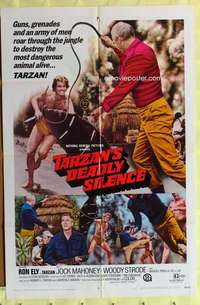 k210 TARZAN'S DEADLY SILENCE one-sheet movie poster '70 Ron Ely, Mahoney