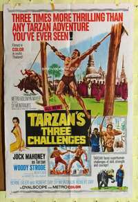 k208 TARZAN'S THREE CHALLENGES one-sheet movie poster '63 Jock Mahoney