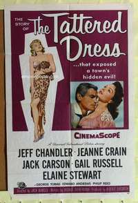 k207 TATTERED DRESS one-sheet movie poster '57 Jeff Chandler, Jeanne Crain