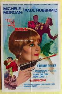 k201 TELL ME WHOM TO KILL one-sheet movie poster '65 Michele Morgan, French