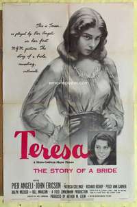 k197 TERESA one-sheet movie poster '51 pretty Pier Angeli, Fred Zinnemann