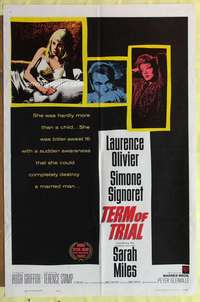 k196 TERM OF TRIAL one-sheet movie poster '62 Olivier, Signoret, Sarah Miles